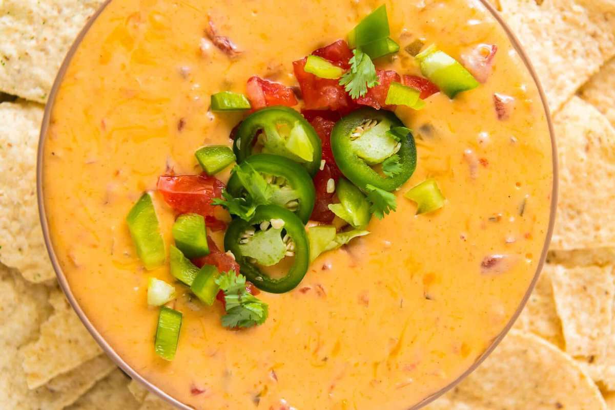 up close bowl of instant pot queso