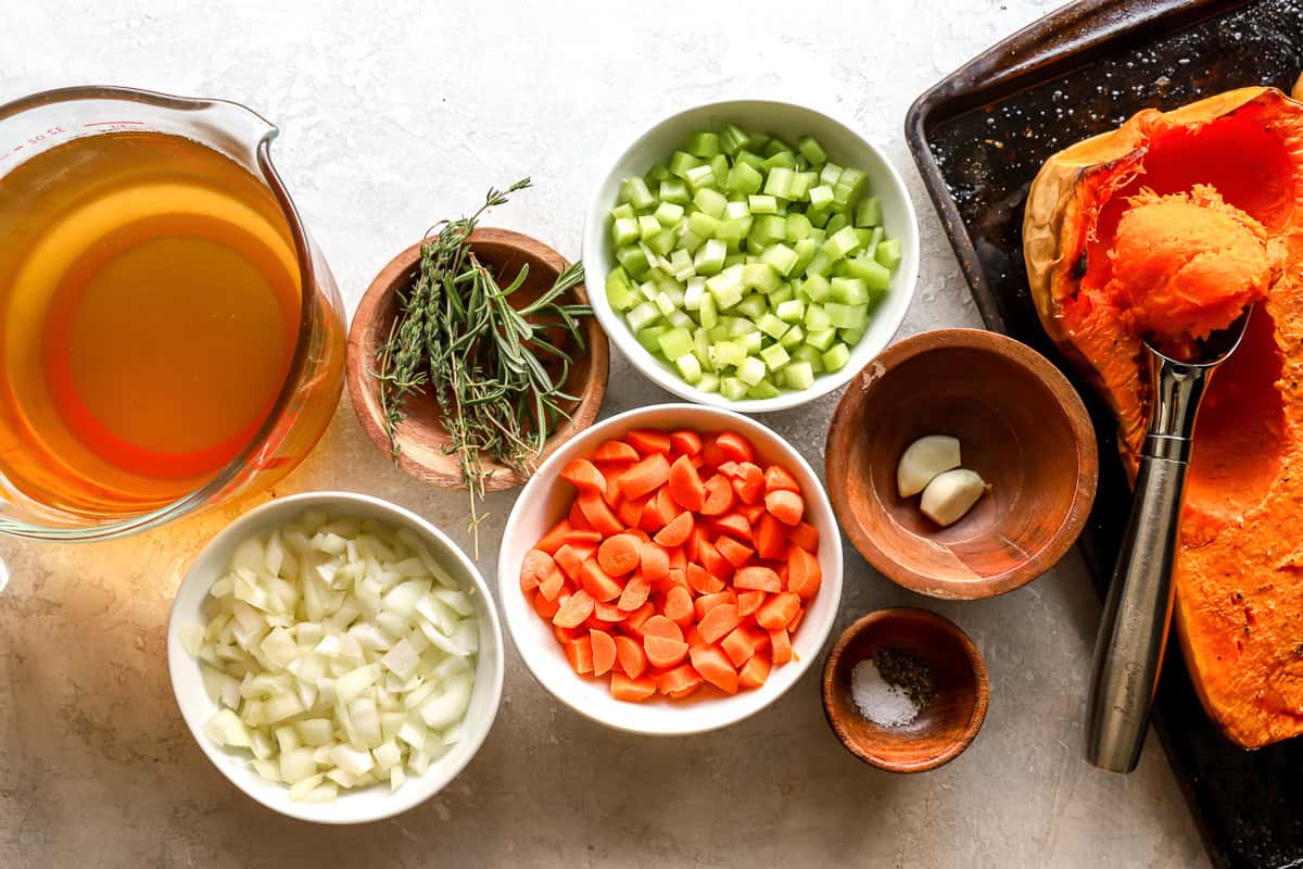 ingredients for butternut squash soup.