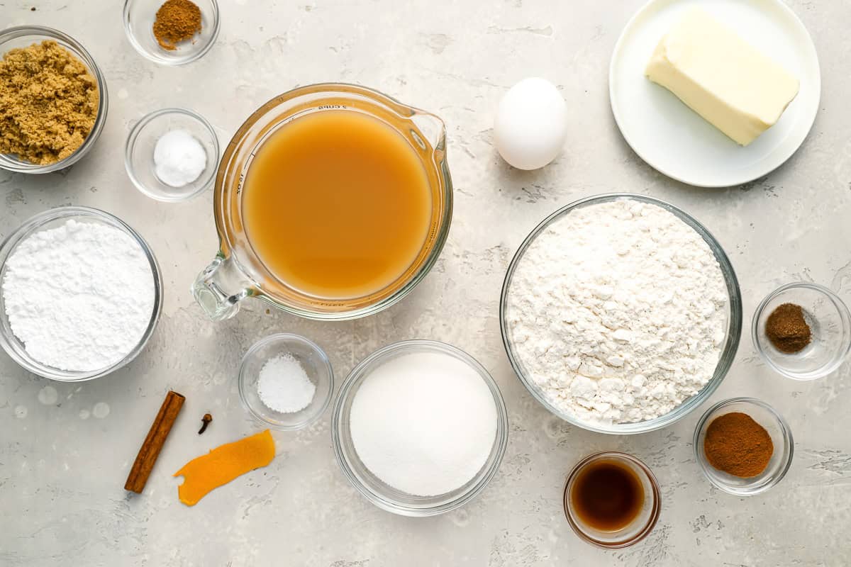 ingredients for apple cider cookies.